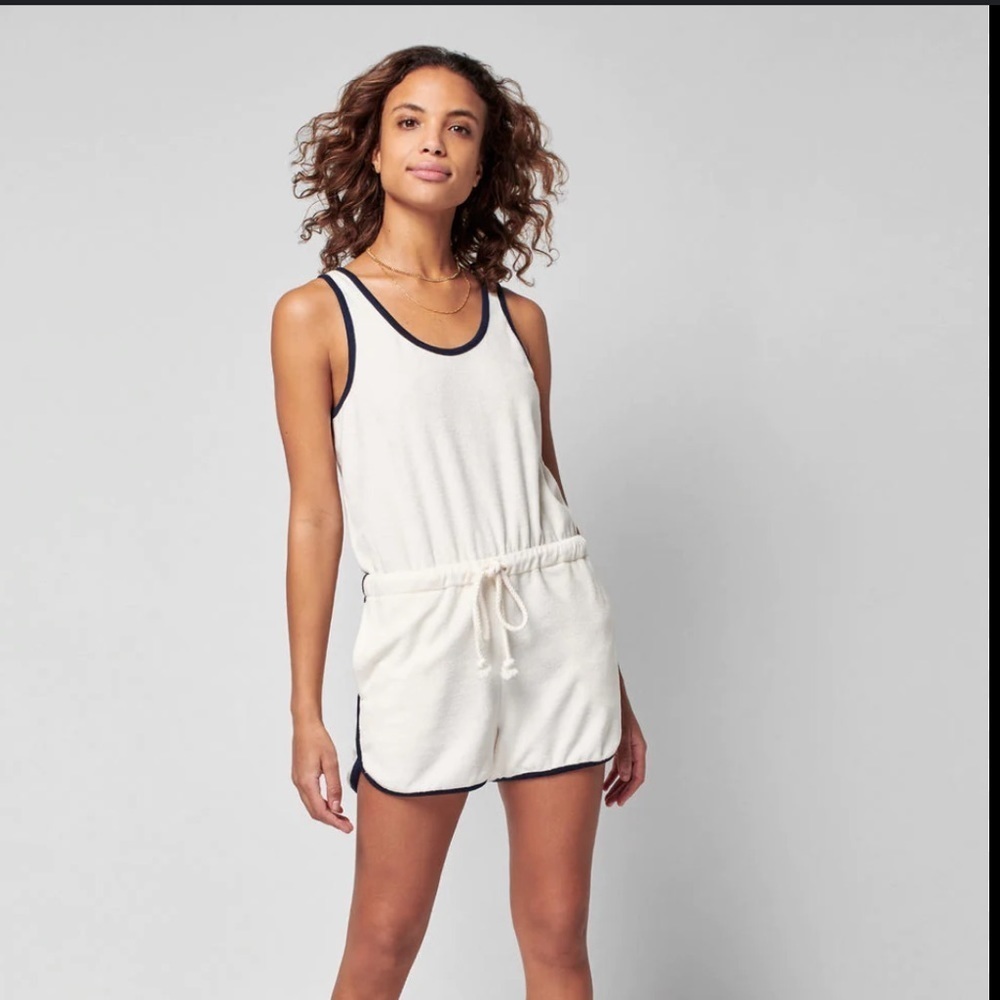 Faherty White and Black Jumpsuit with Drawstring Waist